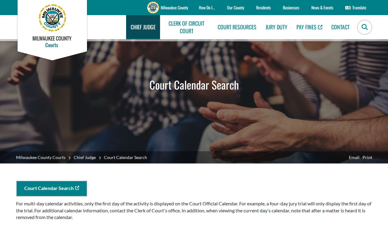 Milwaukee County court calendar handoff and multi-day notice