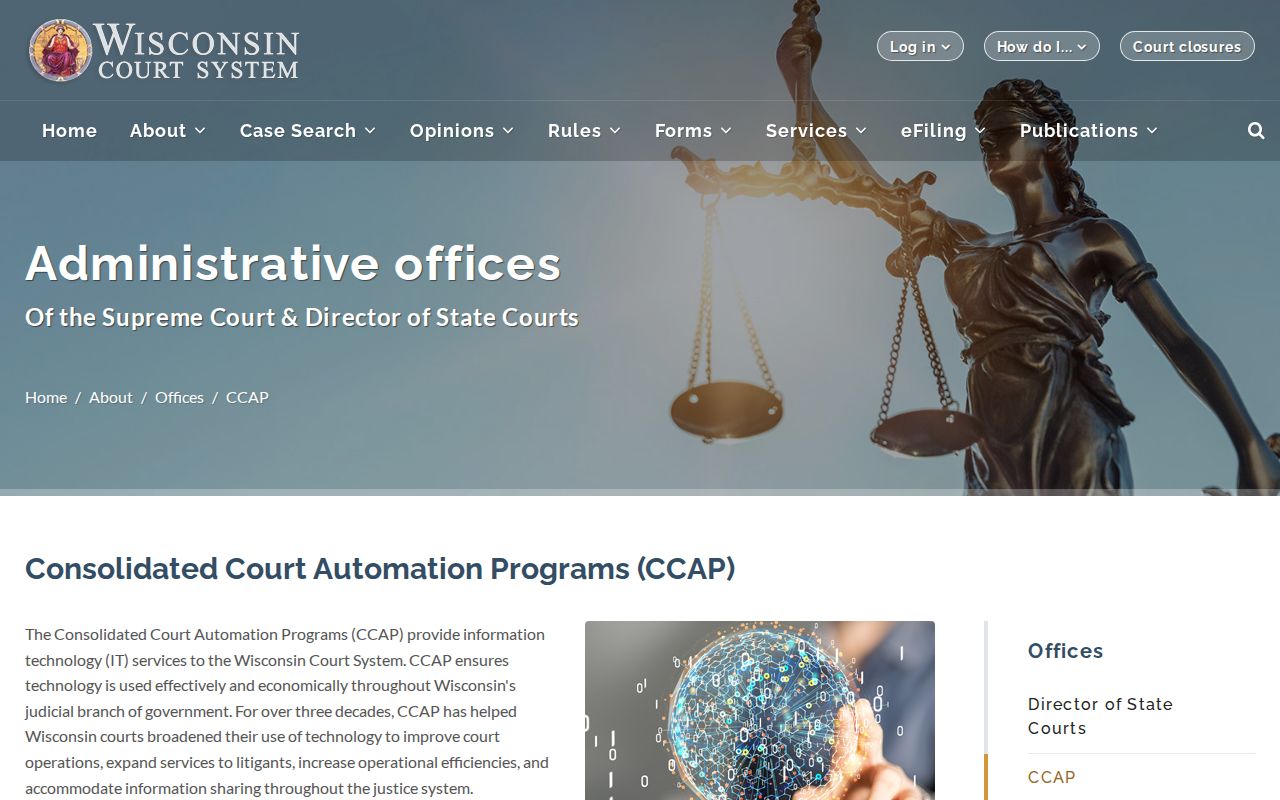 Wisconsin court system CCAP and WCCA access information for Milwaukee County cases